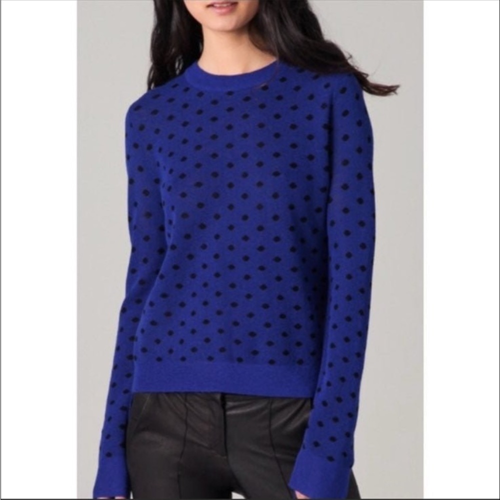 A.L.C. Authentic polka dot sweater 100% Japanese wool blue and black color Small